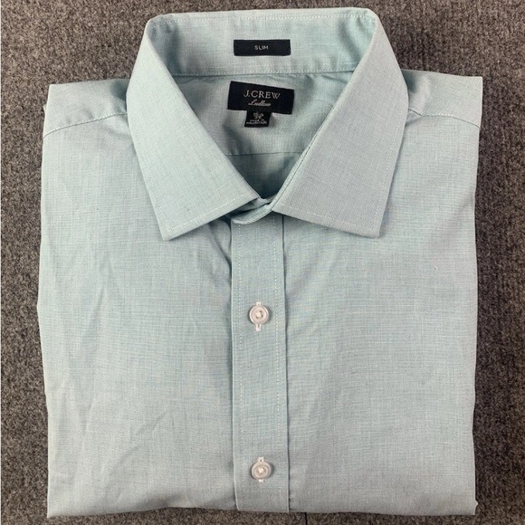 J Crew Ludlow Slim Mens Cotton Blend L/S Dress Shirt Size 16.5-35 Light Green - Picture 1 of 8